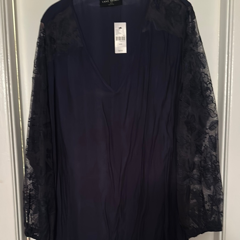 Lane Bryant Deep Blue Lace Sleeve Top NWT 18/20